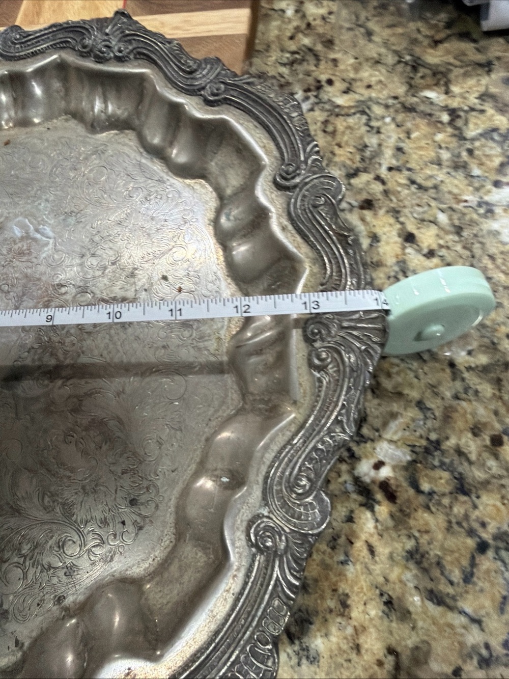 Wallace Silversmiths Ornate Silver-Tone Chippendale Serving Tray